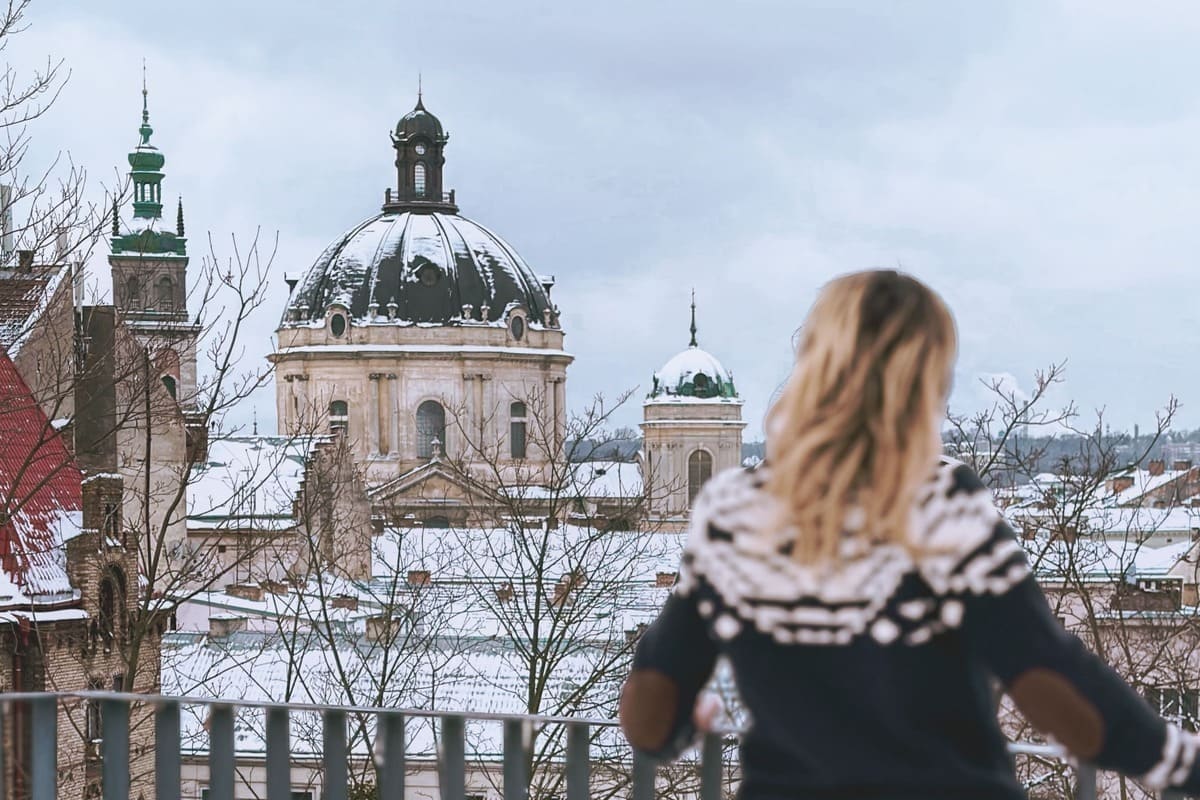 Young Man Admiring The View Of Lviv, Ukraine